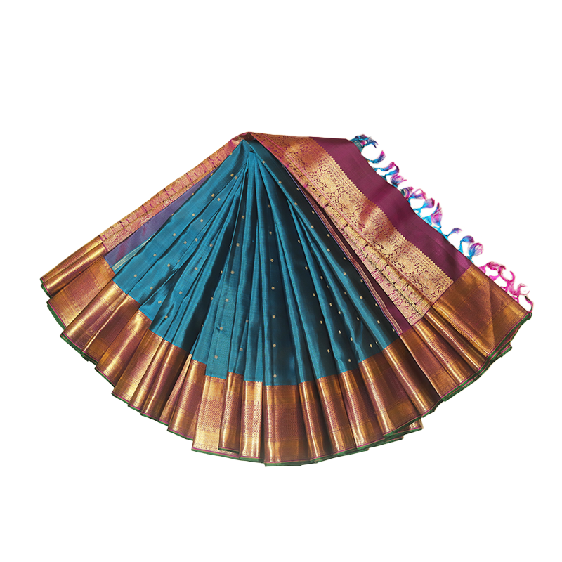Peacock blue kancheevaram