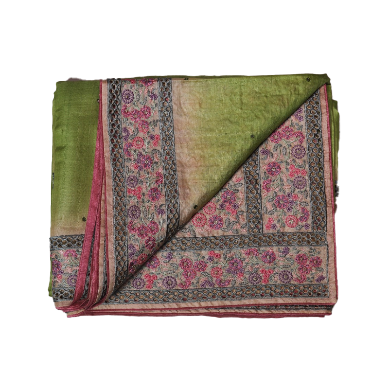 green tusser saree