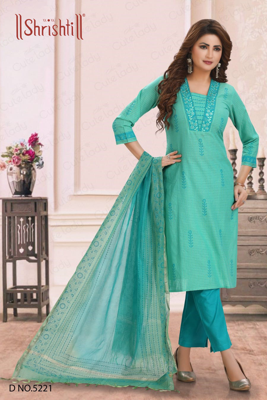 CottonTurquoise blue soft khadi