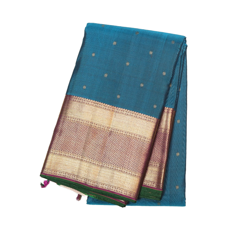 Peacock blue kancheevaram