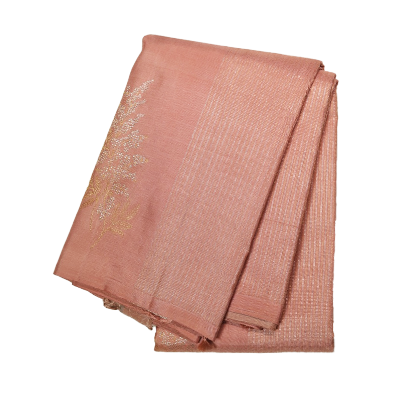 Light peachpink kancheevaram